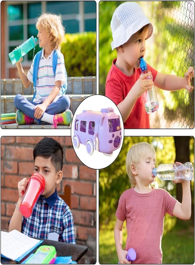 ZOREKI |Bus Water Bottle For Kids With Strap, Sipper, & Straw | Leakproof, Bpa Free With Lock, 500 Ml | Tritan Water Bottle For School Kids | Cute Bus Shaped Water| (PURPLE) - Image 4